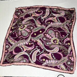 Silk Paisley square purple and pink scarf EUC